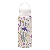 Tasse isotherme populaire à motif floral en acier inoxydable, mug à café portable sous vide avec poignée