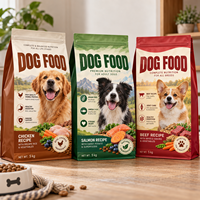 Sacs à fond plat personnalisés imprimés en gros pour aliments pour chats et chiens, 500g, 1kg, 2kg, 5kg, emballage mat pour aliments pour animaux de compagnie avec fermeture éclair
