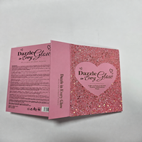 Palette de maquillage vide glamour rose étincelant avec motif cœur, recouverte de paillettes, pour le développement OEM de marques de beauté indépendantes