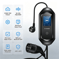 Cargador Portátil para Vehículos Eléctricos Tipo 2, 3.5/7kW, 16 a 32A, Corriente Ajustable, IP54, Bluetooth, Control por Aplicación NBPower, para Vehículos Eléctricos de la UE
