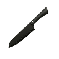 Couteau Santoku noir avec revêtement antiadhésif, couteau de chef japonais à bord creux Granton, couteau de cuisine pour la cuisson à domicile