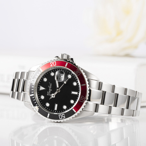 Montre à quartz pour homme en acier inoxydable avec lunette en aluminium, cadran lumineux et étanchéité quotidienne - Product Image 3