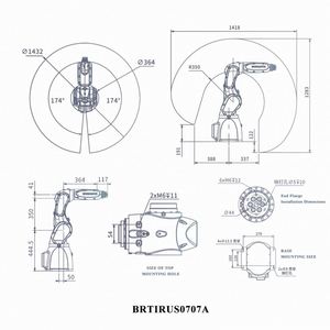 Bras robotisé industriel CE certifié BRTIRUS0707A à 6 axes de haute précision, charge utile de 7 kg, pour soudage, pulvérisation, polissage de noyaux de moteurs - Product Image 3