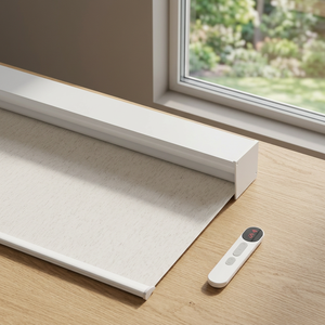 Persiana Enrollable de Tela Blanca Motorizada con Control Remoto, para Día y Noche, Cubre Ventanas - Product Image 3
