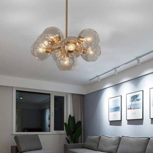 JACKSUN Lampe suspendue en <span class=keywords><strong>verre</strong></span> pour magasin de vêtements Café Sphère moléculaire de luxe en forme de haricot <span class=keywords><strong>Luminaire</strong></span> décoratif - Product Image 5