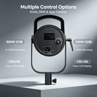 Lumière LED COB FY 300X 300W 607000lm Ra96 2700K 6500K avec contrôle par application et écran LCD pour studio vidéo et photo, 120 degrés