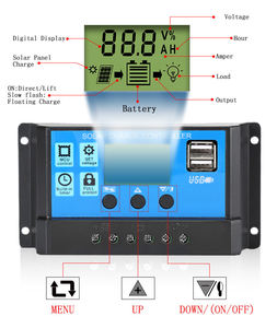 ตัวควบคุมการชาร์จแบตเตอรี่แผงโซลาร์เซลล์ PWM LCD 12V 24V 30a 10a 20a ตัวควบคุมการชาร์จแผงโซลาร์เซลล์แบบออฟกริด PWM พร้อมพอร์ต USB - Product Image 3