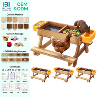 Table d'alimentation pour poulailler BH en bambou, table de pique-nique en bois, ensemble mangeoire et abreuvoir pour volailles avec bols d'eau pour poussins