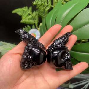 Оптовая продажа, массивные Хрустальные черепа, резные обсидиан с черепами птиц, хрустальные целебные кристаллы, резные черепа - Product Image 5