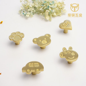 Brass Children's Room Cabinet Knobs Novelty Shape Single Hole Drawer Handles Durable Contemporary Design - Product Image 3