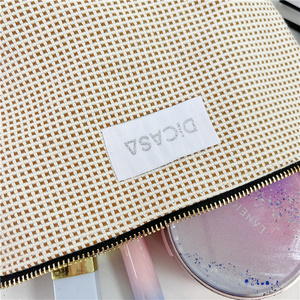 Bolsa de Maquillaje Cosmética de Lujo Ecológica, Tejida, Cuadros, de Lona Gruesa con Cierre, Estilo Personalizado para Viaje - Product Image 5
