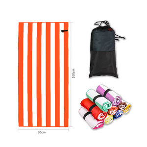 Toallas de playa con estampado personalizado de microfibra Terry Stripe con bolsa de viaje - Product Image 4