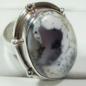 Dendrite Agate 925 Sterling <b>Silver</b> <b>Statement</b> <b>Ring</b> Natural Gemstone Handmade Boho Jewelry Women's Fashion Wholesale - Product Image 1