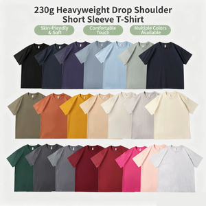 เสื้อยืดคอกลมผ้าฝ้ายเนื้อหลวมน้ำหนัก 230 กรัม ทรงหลวม สวมใส่สบาย เหมาะสำหรับทั้งชายและหญิง เสื้อชั้นในแขนสั้น - Product Image 1