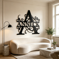 Enseigne en métal personnalisée avec nom en lettres noires résistantes à la rouille, OEM ODM, pour décoration extérieure de porche