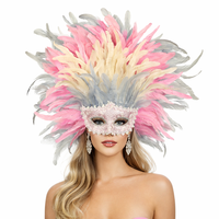 Masque de tête en plumes pour carnaval, fête, spectacle de danse, performance sur scène, festival, costume, accessoire pour femme