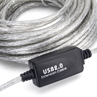 Cable de Extensión USB 2.0 Activo con Amplificador de Señal, Cable Repetidor Blindado Macho a Hembra para Impresora, Cámara Web, Teclado, Ratón, 5M