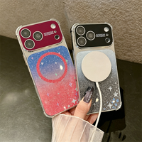 Coque de téléphone magnétique à paillettes dégradées en forme d'étoile pour iPhone 18 Pro Max 17 16 15, antichoc avec protection d'objectif plaqué
