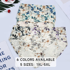 売れ筋 ミッドウエスト スリム お腹シェイプ 花柄プリント フルカバー プラスサイズ レディース下着 大きいサイズ レディースショーツ - Product Image 5
