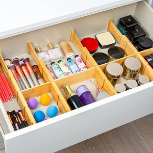 Diviseurs de tiroirs extensibles en bambou, organisateur réglable pour tiroirs de cuisine, salle de bain, <span class=keywords><strong>bureau</strong></span> - Product Image 4