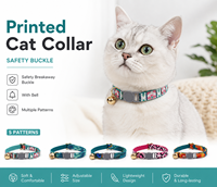 Collier pour chat imprimé personnalisé, doux et confortable, avec boucle de sécurité durable et clochette, réglable pour chatons et chats de toutes tailles – Fournitures pour animaux de compagnie