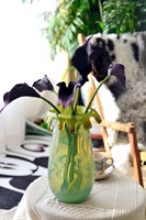 Vase en verre artistique soufflé à la main, vert, pour décoration de mariage et de maison, vase à fleurs artisanal pour centre de table moderne