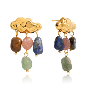 Pendientes de Borla con Piedras Naturales, Acero Inoxidable, Joyería de Moda, Regalo - Product Image 5