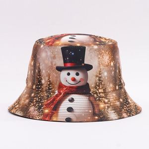 Cross-border Christmas Atmosphere Fisherman <b>Hat</b> European-style Prints Small Brimmed Bucket <b>Hat</b> Sporty Breathable Windproof - Product Image 2