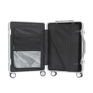 Valise de voyage antivol en aluminium métallisé argenté, avec cadre en aluminium, compartiment sec/humide - Product Image 6