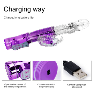 Teleskopik tavşan yapay penis vibratör dil klitoris stimülatörü vajinal masaj seks oyuncakları G Spot kelebek vibratör - Product Image 3