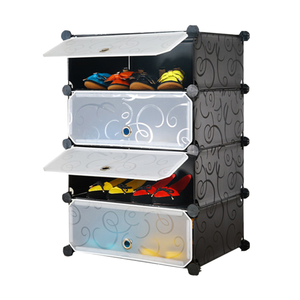 Étagère à chaussures au sol à 4 cubes pouvant contenir 12 paires de chaussures avec porte à motif de dessin animé Mokyo - Product Image 2