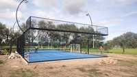 Pista de Pádel Panorámica de Diseño Italiano, Pista de Tenis de Pádel Doble de 100*50 con Columnas en las Esquinas, Precio Directo de Fábrica al por Mayor PD-01