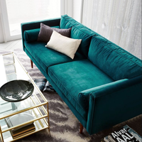 Produit phare : Canapé moderne trois places pour salon, super confortable, rembourré en éponge, en tissu velours bleu