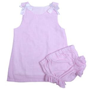 Conjunto de Ropa para Bebés Niñas, 2 Piezas, con Logotipo Personalizado, 100% Algodón Seersucker, Forrado, <span class=keywords><strong>Moda</strong></span> Infantil, Lindo - Product Image 2