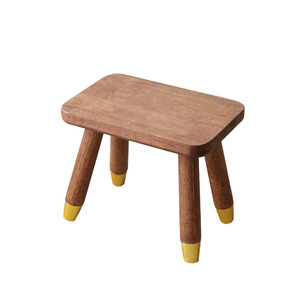 Solid Wood <b>Stool</b> For Home Living Room Modern Minimalist Style Durable <b>Low</b> <b>Stool</b> With Yellow Tips - Product Image 5