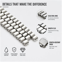 Bracelet de montre en acier inoxydable brillant à 3 maillons, fermoir tortue, bracelet fin en métal, bracelet de remplacement flexible pour montre à quartz