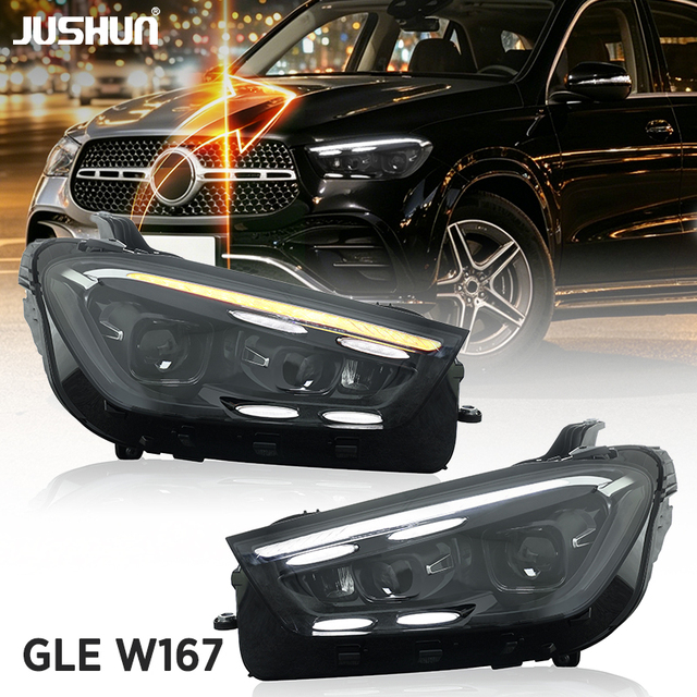 JUSHUN LED Headlights for Mercedes Benz GLE W167 2020-2023 Daytime Running Front Lights Plug and Play