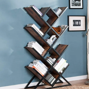 Estantería de madera y Metal para libros, estantería moderna con diseño de decoración <span class=keywords><strong>Diagonal</strong></span> para el hogar, almacenamiento en forma de árbol - Product Image 2