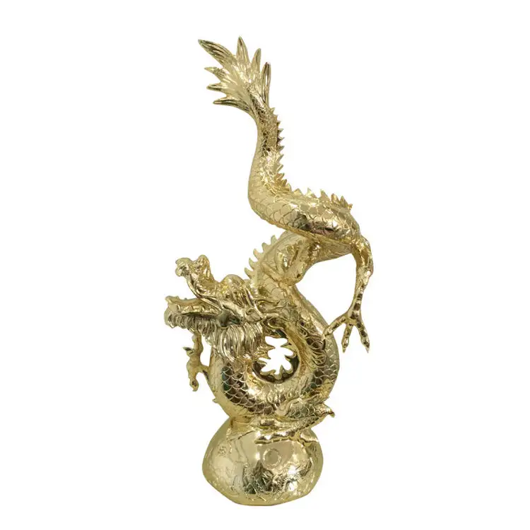 Luxury Golden Resin Fengshui Ornament Chinese Style Fly Dragon Home Office Decor Dragon Chino Hot Chinese Dragon Decorations