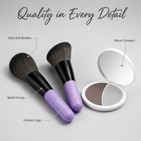 Ensemble de 8 pinceaux de maquillage de voyage miniatures en fibres synthétiques, portables, à manche court, vegan, avec logo personnalisé OEM/ODM et impression laser, directement de l'usine