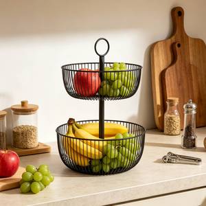 Juego de Fruteros de Alambre Minimalistas de 2 Niveles y de 1 Nivel - Organizador Rústico para Encimera de Cocina y Comedor - Product Image 2