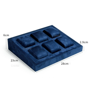 Shero, gran oferta, joyería de microfibra azul oscuro personalizada, bandeja de exhibición de reloj con ranura 6/16, escaparate, organizador de bandeja de reloj - Product Image 3