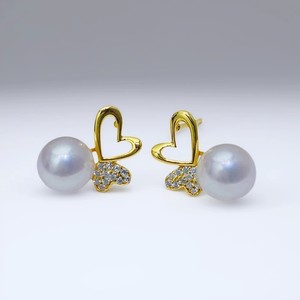 อุปกรณ์ทำเครื่องประดับมุก DIY 22573 ต่างหูเงินแท้ S925 แบบถาดเปล่า รูปหัวใจ สำหรับใส่ลูกปัดกลมขนาด 7-10 มม. - Product Image 3