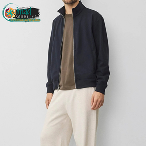 Veste de survêtement zippée en tissu éponge premium pour homme, manches longues, décontractée, sportive, confortable et légère - Product Image 2