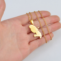 Colliers pendentifs avec carte de la Martinique et noms des villes, bijoux en acier inoxydable pour femmes - hommes # 269321