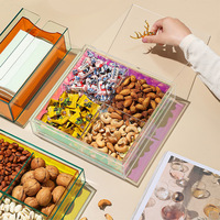 Plateau de nourriture de luxe en acrylique avec couvercle boîte de rangement colorée pour bonbons et fruits pour la décoration de table basse salon ménage