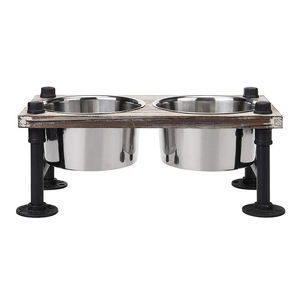 Yükseltilmiş demir köpek kedi evcil hayvan gıda ve su besleyici 2 paslanmaz çelik kaseler ile Stand - Product Image 3