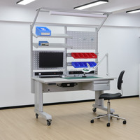 Banc de travail ESD électrique réglable en hauteur en acier, certifié CE pour la production en salle blanche avec accessoires personnalisés pour les tests en laboratoire