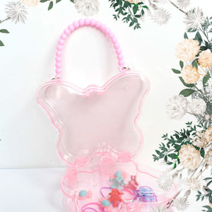 Butterfly Jewelry Storage Box Pink Mini Organizer For Girls With Beaded Handle Desktop Storage Case - Product Image 3