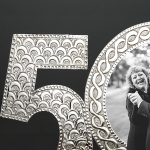 50th Anniversary Shaped Photo <b>Frame</b> Decorative Silver Finish Picture <b>Frame</b> for Wedding Birthday Home Decoration Gift - Product Image 1